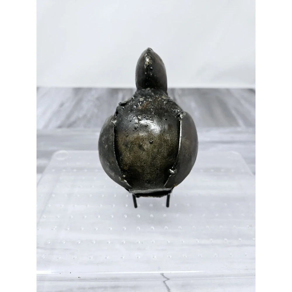 VINTAGE FOLK ART RECYCLED  METAL HAND MADE  Welded BLUE JAY STANDING BIRD 4 Inch - Picture 3 of 9